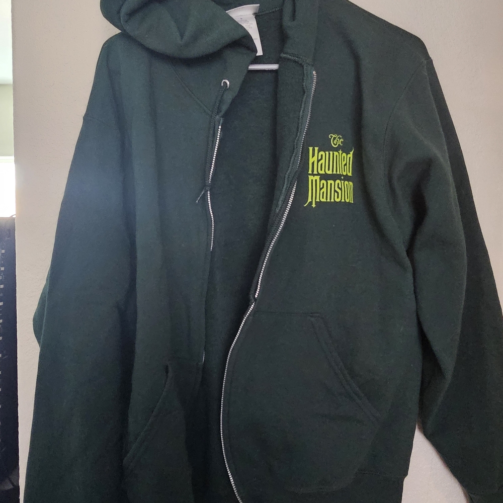 Disney The Haunted Mansion Dark Green Zip Hoodie with Yellow Logo